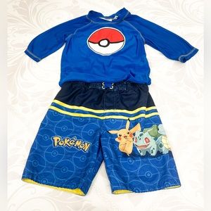 Boys Pokémon Full set Rash guard top shorts size Small